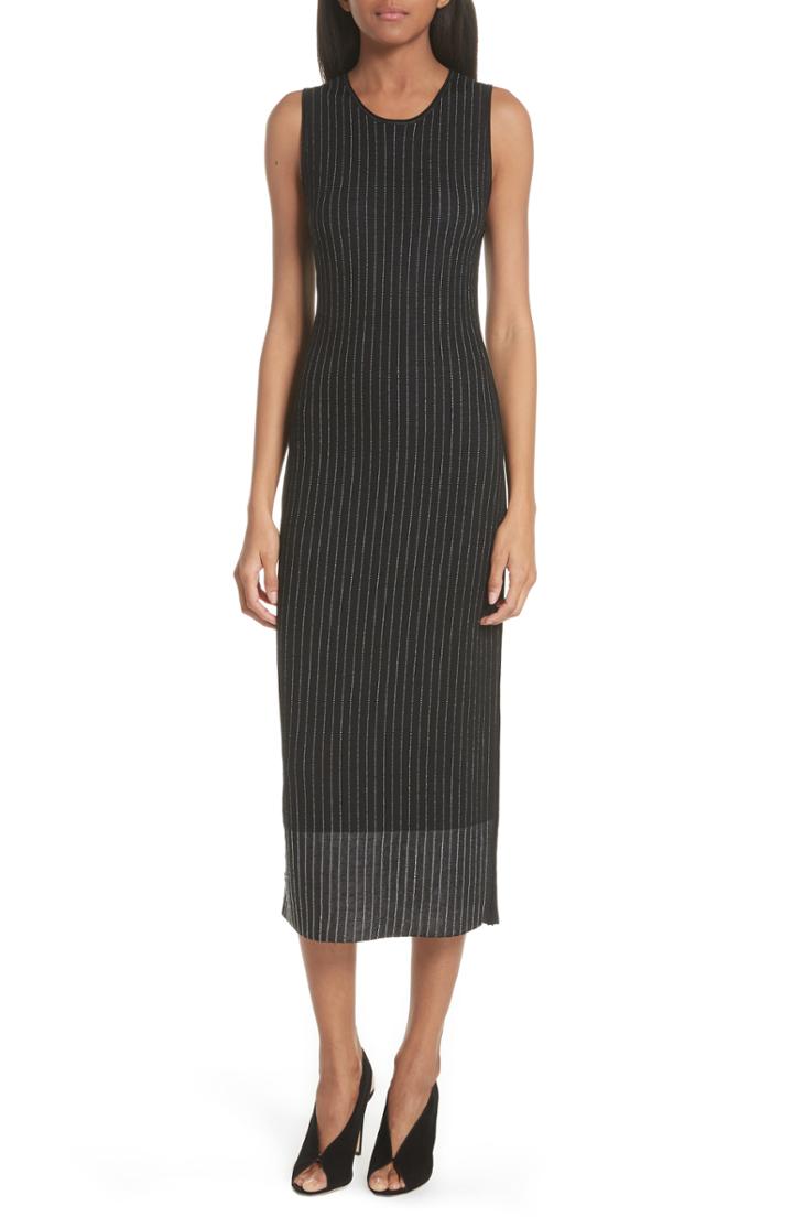 Women's Grey Jason Wu Pinstripe Wool Knit Dress