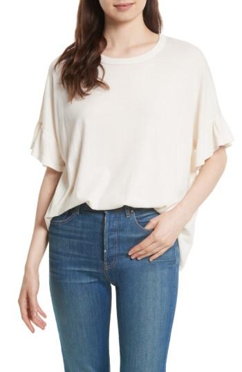 Women's The Great. The Ruffle Sleeve Tee - Ivory
