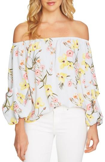 Women's Cece Off The Shoulder Botanical Blouse - White