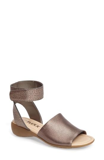 Women's The Flexx 'beglad' Leather Ankle Strap Sandal .5 M - Metallic