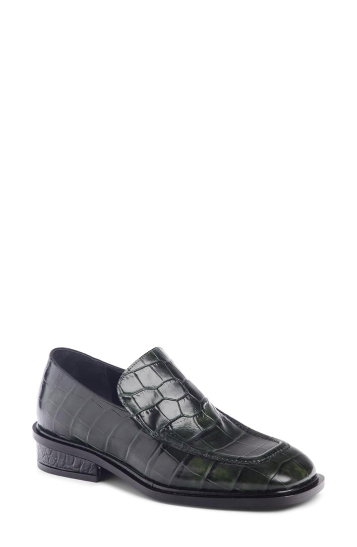 Women's Dries Van Noten Croc Embossed Loafer .5us / 37.5eu - Green