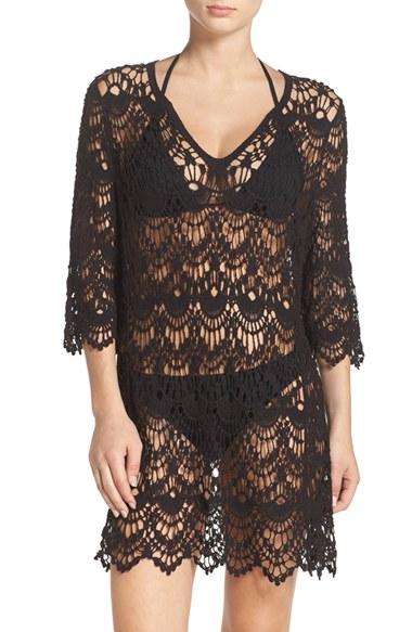 Women's Surf Gypsy Crochet Cover-up Tunic - Black