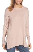 Petite Women's Caslon Zip Back High/low Tunic Sweater, Size P - Pink
