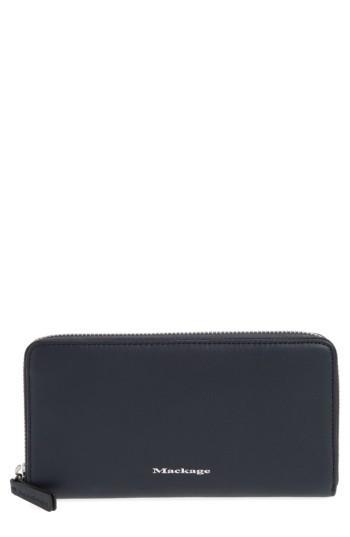 Women's Mackage Duke Zip Around Leather Wallet - Blue