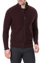 Men's Rodd & Gunn Camerons Track Zip Wool Sweater - Burgundy