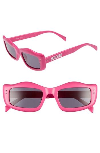 Women's Moschino 51mm Rectangle Sunglasses - Fuchsia