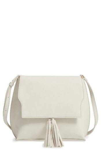 Sole Society Tassel Faux Leather Crossbody Bag - White