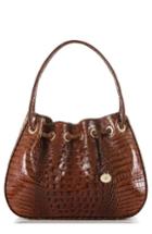 Brahmin Amy Embossed Leather Drawstring Bucket Bag - Brown