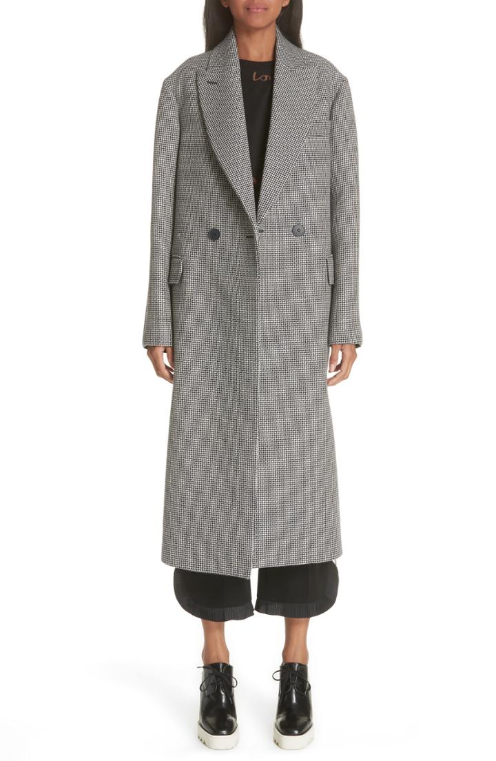 Women's Stella Mccartney Contrast Back Wool & Silk Coat Us / 38 It - Black