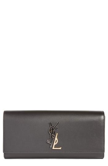 Saint Laurent Kate Deconstructed Monogram Leather Clutch -