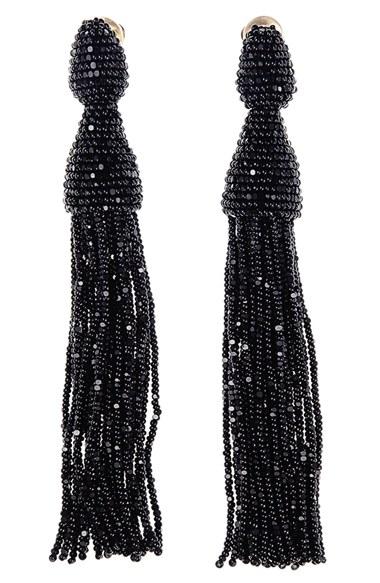Women's Oscar De La Renta Long Tassel Drop Clip Earrings