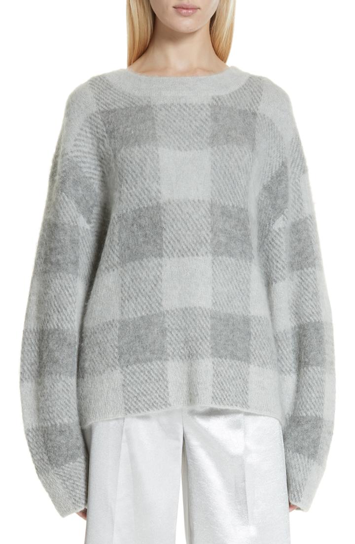 Women's Vince Plaid Oversize Sweater - Grey