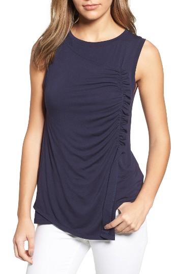 Women's Halogen Ruched Drape Front Tank - Blue