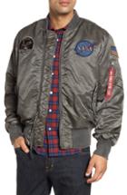 Men's Alpha Industries Nasa Ma-1 Apollo Battleworn Reversible Bomber Jacket, Size - Grey