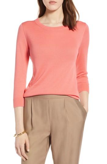 Women's Halogen Cotton Blend Pullover - Coral