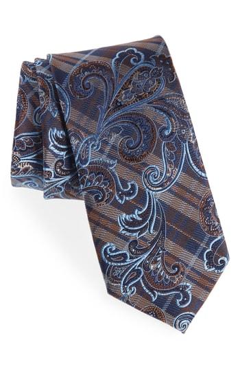 Men's Nordstrom Men's Shop Riscal Plaid Silk Tie, Size - Brown