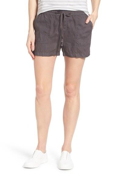 Women's Caslon Drawstring Linen Shorts - Grey