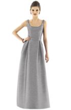 Women's Alfred Sung Scoop Neck Dupioni Full Length Dress