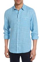Men's Zachary Prell Althoff Plaid Linen Sport Shirt - Blue