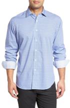 Men's Bugatchi Classic Fit Medallion Print Sport Shirt, Size - Blue
