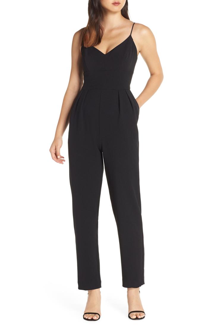 Women's Eliza J Sleeveless Crepe Jumpsuit - Black