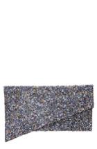 Nina Stardust Bead Asymmetrical Envelope Clutch - Black