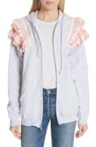 Women's Paradised Ruffle Trim Hoodie - Grey