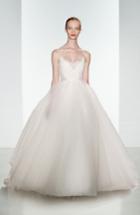 Women's Christos Bridal 'penny' Lace Inset Spaghetti Strap Tulle Ballgown, Size - Ivory
