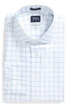 Men's John W. Nordstrom Trim Fit Windowpane Dress Shirt .5 32/33 - Blue