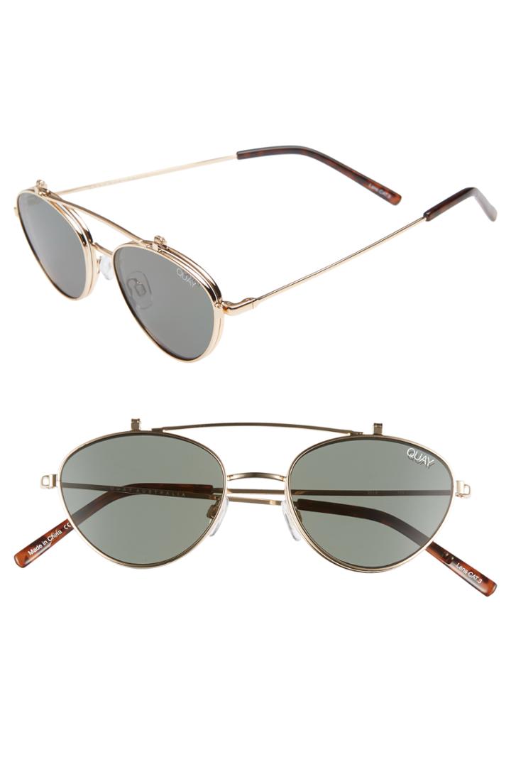Women's Quay Australia X Elle Ferguson Elle 59mm Round Sunglasses - Gold/ Green