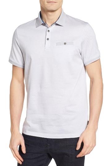 Men's Ted Baker London Morrow Jacquard Polo (m) - Grey