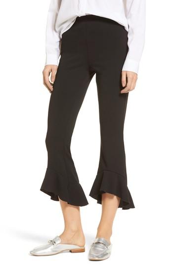 Women's Chloe & Kate Ruffle Hem Crop Pants - Black