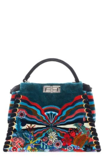 Fendi 'medium Peekaboo Hipnogarden' Velvet Satchel - Blue