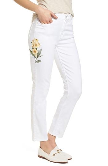Women's Jen7 Embroidered Ankle Skinny Jeans - White