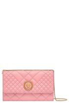 Women's Versace Quilted Leather Wallet On A Chain - Pink