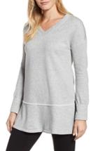 Women's Caslon Keyhole Back V-neck Tunic, Size - Grey