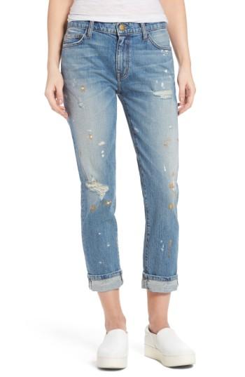 Women's Current/elliott Fling Distressed Rolled Jeans - Blue