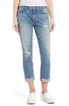 Women's Current/elliott Fling Distressed Rolled Jeans - Blue