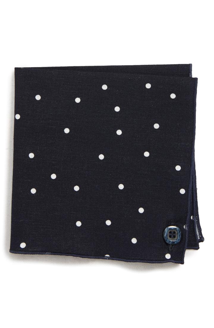 Men's Armstrong & Wilson Dot Cotton Pocket Square, Size - Blue