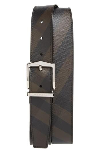 Men's Burberry 'joel' Check Pattern Belt - Black