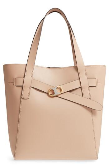 Tory Burch Gemini Link Leather Tote - Beige