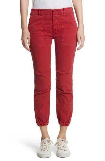 Women's Nili Lotan Stretch Cotton Twill Crop Military Pants - Blue