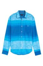 Men's Bugatchi Shaped Fit Colorblock Sport Shirt, Size - Blue