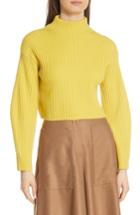 Women's Tibi Structured Merino Wool Crop Sweater - Yellow