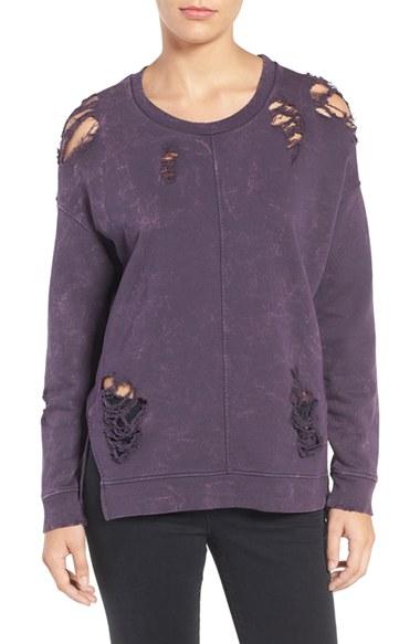 Women's Joe's Jeans Bibiana Destroyed Sweatshirt - Purple