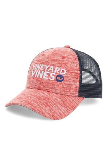 Men's Vineyard Vines Performance Space Dyed Trucker Hat - Red
