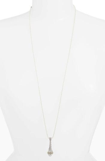 Women's Lagos Signature Caviar Long Diamond Pendant Necklace