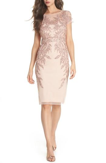 Women's Adrianna Papell Beaded Sheath Dress - Metallic