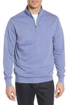Men's Peter Millar Crown Comfort Jersey Quarter Zip Pullover, Size - Purple