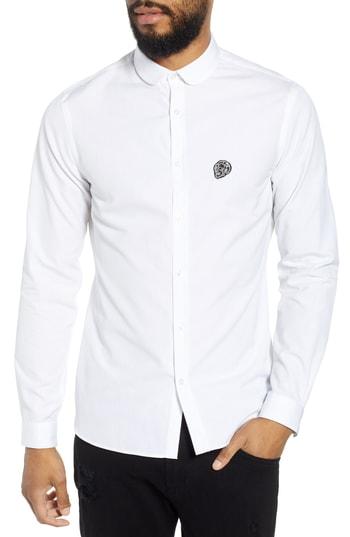 Men's The Kooples Slim Fit Skull Applique Sport Shirt - White